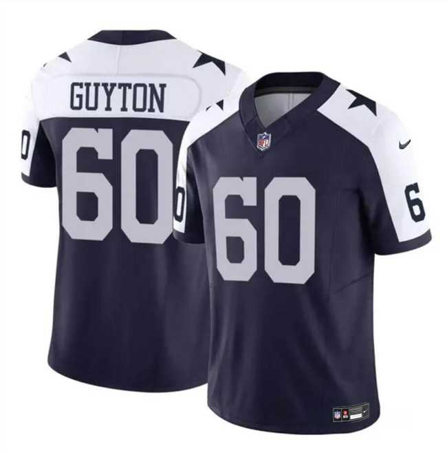 Men & Women & Youth Dallas Cowboys #60 Tyler Guyton Navy White 2024 Draft F.U.S.E Thanksgiving Vapor Untouchable Limited Stitched Jersey